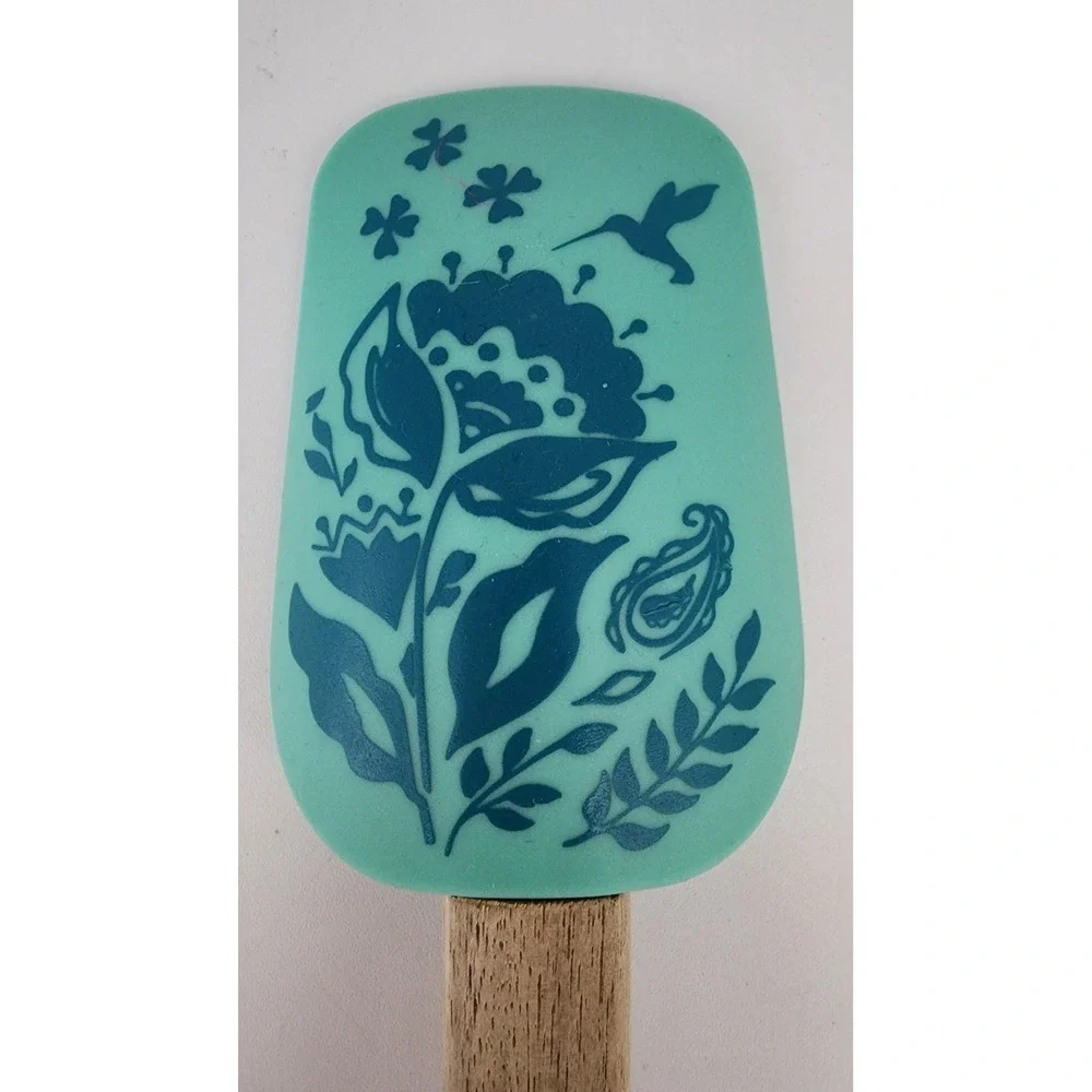 The Pioneer Woman Spatula Kitchen Tool Teal Blue Floral Wood Handle Birds